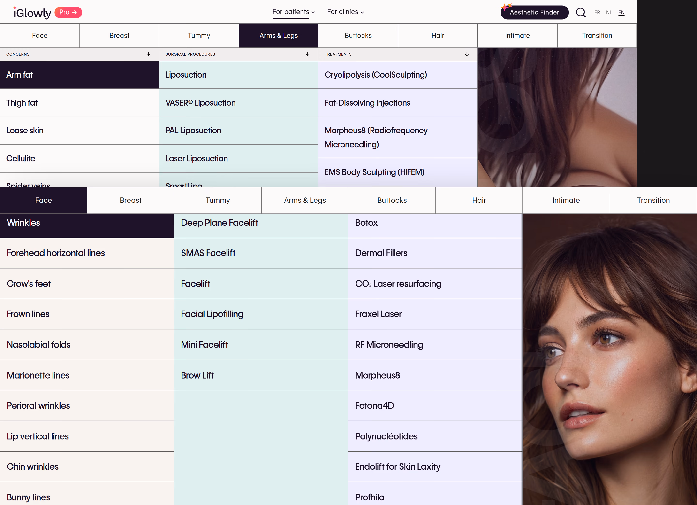 iGlowly Aesthetic Finder on desktop