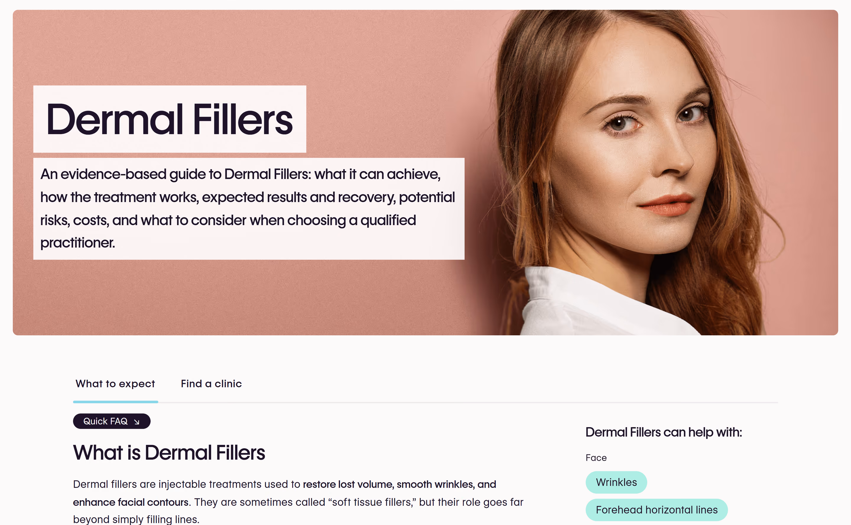iGlowly treatment guide with Find a clinic tab